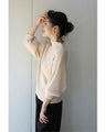 Knit top with puffed sleeves and off-neck puffed sleeves