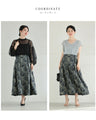 揺れるアジアンチャームの軽やかジャガードミディアムスカート