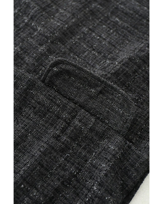 フォーマルにも活躍する。煌めくツイードミディアムワンピース