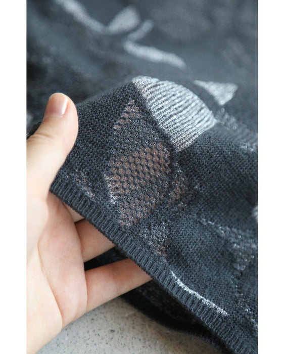 重ね着を愉しむステンドグラスニットカットソートップス