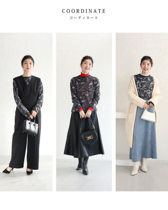 重ね着を愉しむステンドグラスニットカットソートップス