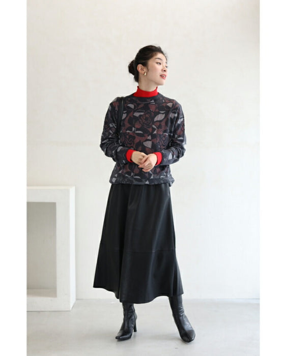 重ね着を愉しむステンドグラスニットカットソートップス