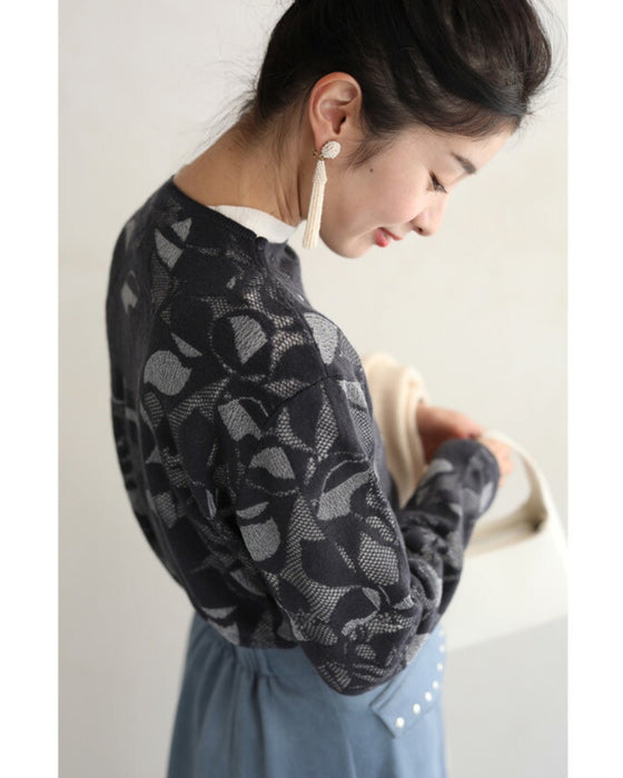 重ね着を愉しむステンドグラスニットカットソートップス