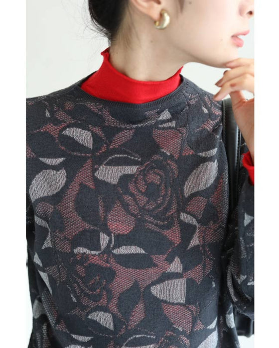 重ね着を愉しむステンドグラスニットカットソートップス