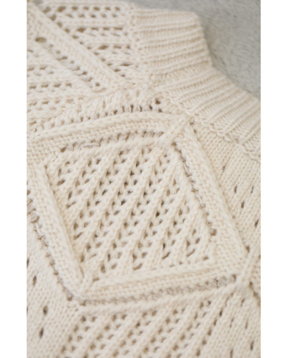 柄編みニットプルオーバートップス