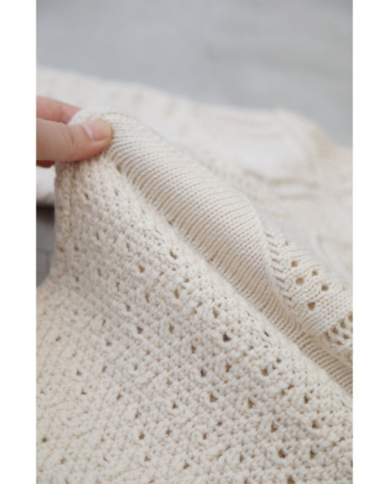 柄編みニットプルオーバートップス