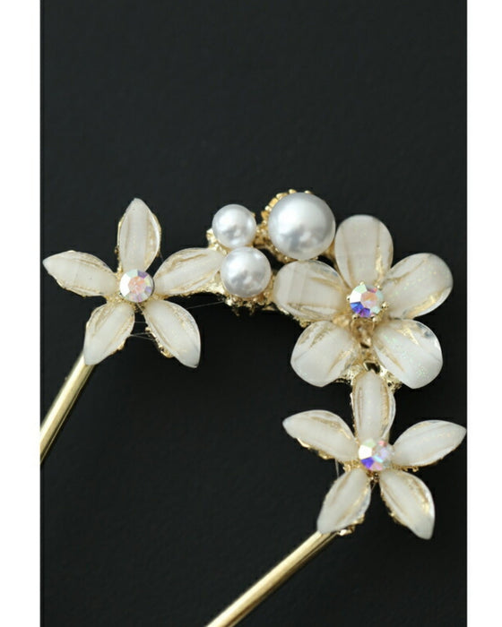 可憐な花咲くU字コームのかんざし