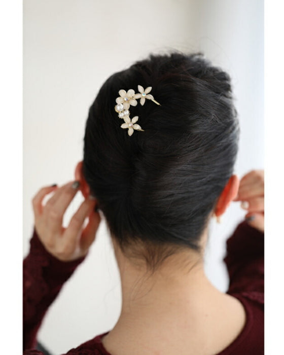 可憐な花咲くU字コームのかんざし