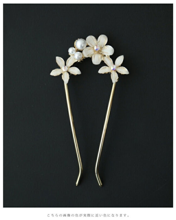 可憐な花咲くU字コームのかんざし