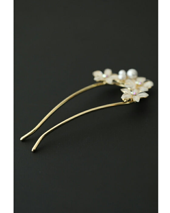 可憐な花咲くU字コームのかんざし