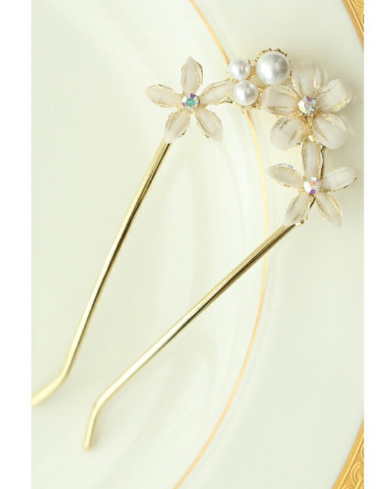 可憐な花咲くU字コームのかんざし