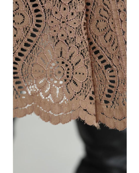 流れる優美な花の総レースミディアムスカート