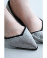 Soft and comfortable to wear. Flat pumps with dazzling rhinestones