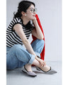 Soft and comfortable to wear. Flat pumps with dazzling rhinestones