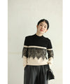 Decorative lace knit pullover top