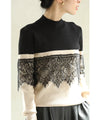 Decorative lace knit pullover top