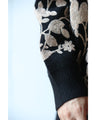 Flower embroidered zip-up knit blouson