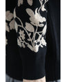 Flower embroidered zip-up knit blouson