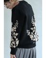 Flower embroidered zip-up knit blouson