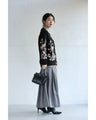 Flower embroidered zip-up knit blouson