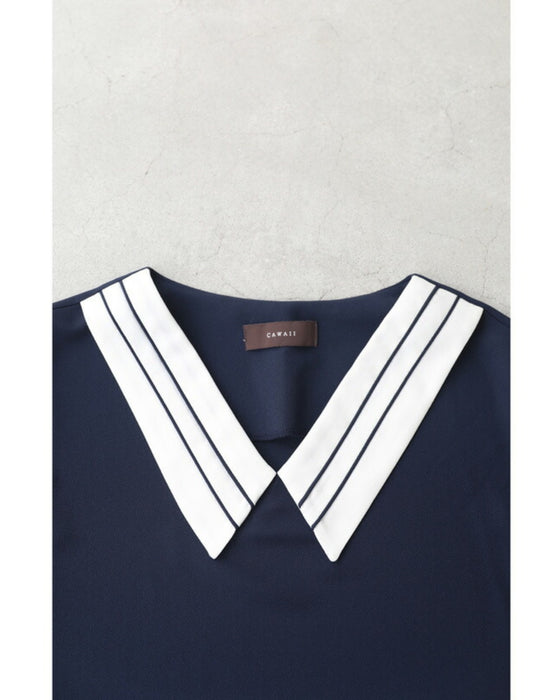 スリット袖から覗くベールの上品ブラウストップス