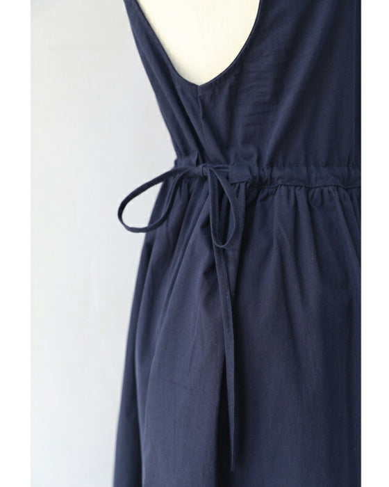 ウエスト絞れるサロペットミディアムワンピース
