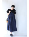 ウエスト絞れるサロペットミディアムワンピース