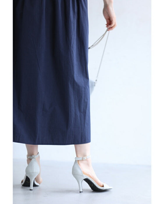 ウエスト絞れるサロペットミディアムワンピース