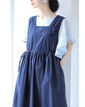 ウエスト絞れるサロペットミディアムワンピース