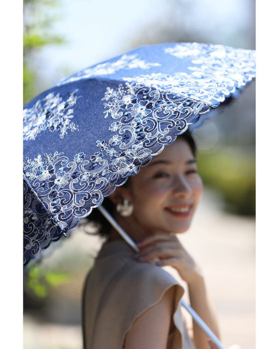 花刺繍が美しい折り畳み日傘