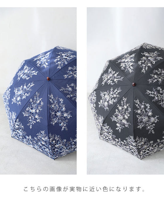 花刺繍が美しい折り畳み日傘