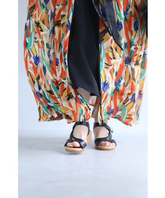 【アウトレット返品交換不可】プロヴァンスの風感じるアートなカシュクールロングワンピース