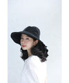 【アウトレット返品交換不可】（紐付き）髪を結んでも被れる。フリルネックガード付きつば広帽子