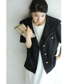 Traditional jacket with gold buttons and a sailor collar and shoulder pads