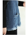 Fringe knit vest made of soft denim-like fabric