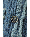 Fringe knit vest made of soft denim-like fabric