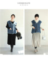 Fringe knit vest made of soft denim-like fabric