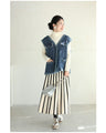 Fringe knit vest made of soft denim-like fabric