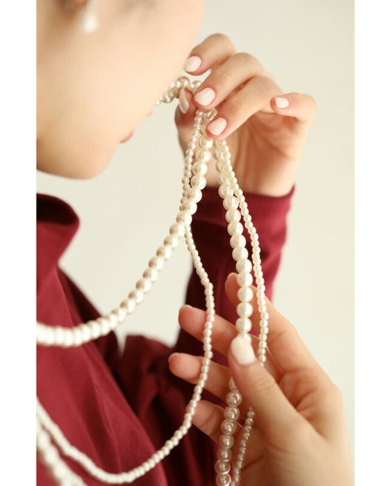 ゴージャスなボリュームパールネックレス2点セット