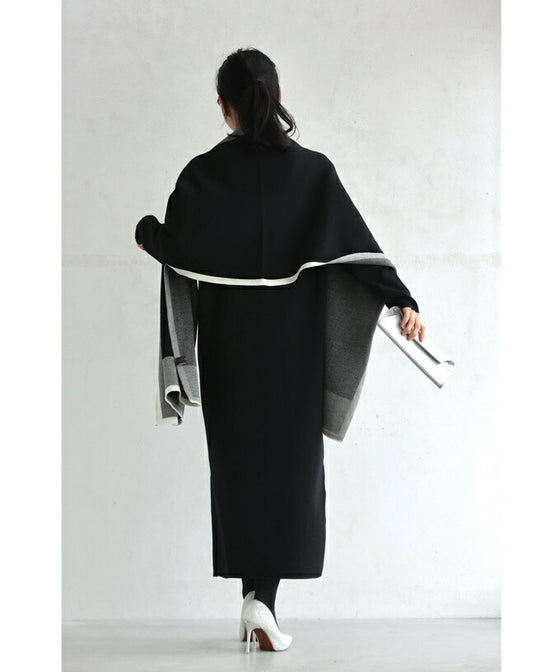 【一部予約商品】アーバンなニットストールとロングワンピースの2点セット