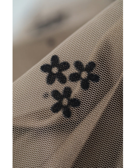 【アウトレット返品交換不可】フロッキーのお花を散りばめたチュールベールミディアムスカート