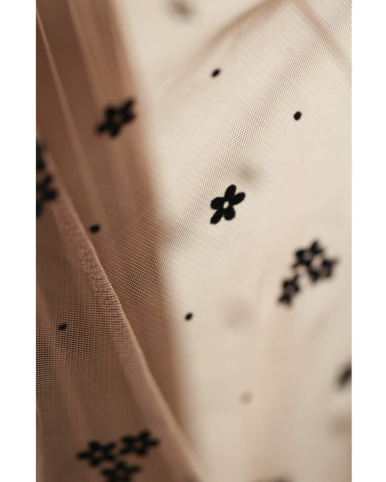 【アウトレット返品交換不可】フロッキーのお花を散りばめたチュールベールミディアムスカート