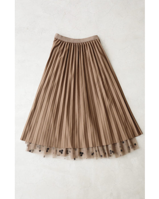 【アウトレット返品交換不可】フロッキーのお花を散りばめたチュールベールミディアムスカート