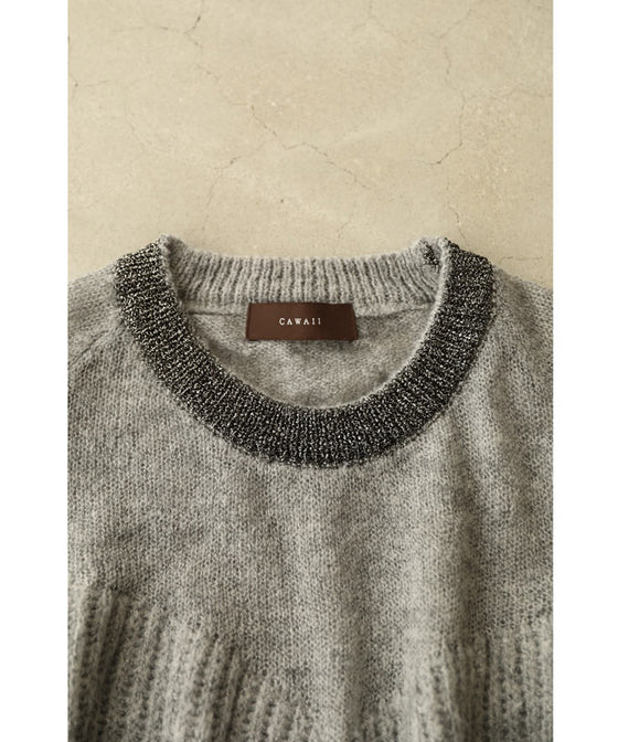 デコルテシアーなポワン袖ニットプルオーバートップス