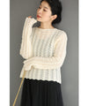 【セール商品返品交換不可】波うつ柄の透かし編みニットプルオーバートップス