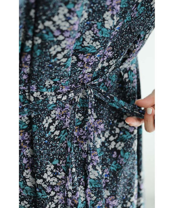 無垢な花咲くタックカシュクールミディアムワンピース