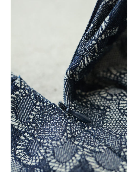 エキゾチックな花柄のデニム調ロングスカート