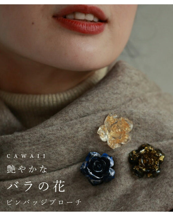 艶やかなバラの花ピンバッジブローチ
