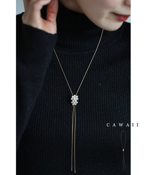 カナミビジュー お花ネックレス フラワーモチーフビジュー パーティーネックレス｜ネックレス