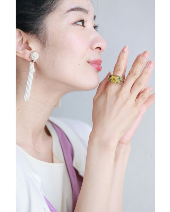 可愛いお花を閉じこめたぷっくりクリアリング